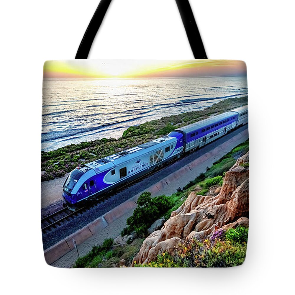Amtrak Tote Bag featuring the photograph The Amtrak 584 to San Diego by David Levin