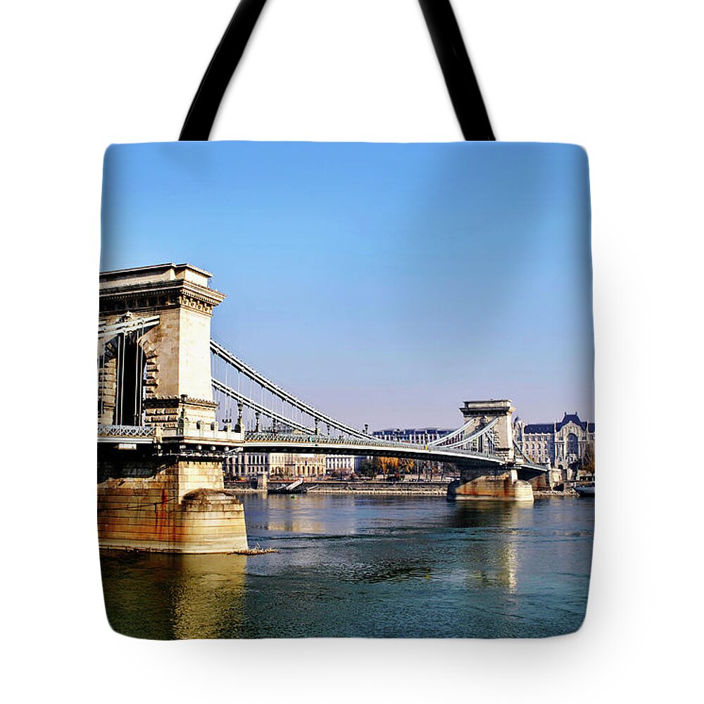 Budapest Tote Bag featuring the photograph The Chain Bridge in Budapest #1 by Jelena Jovanovic