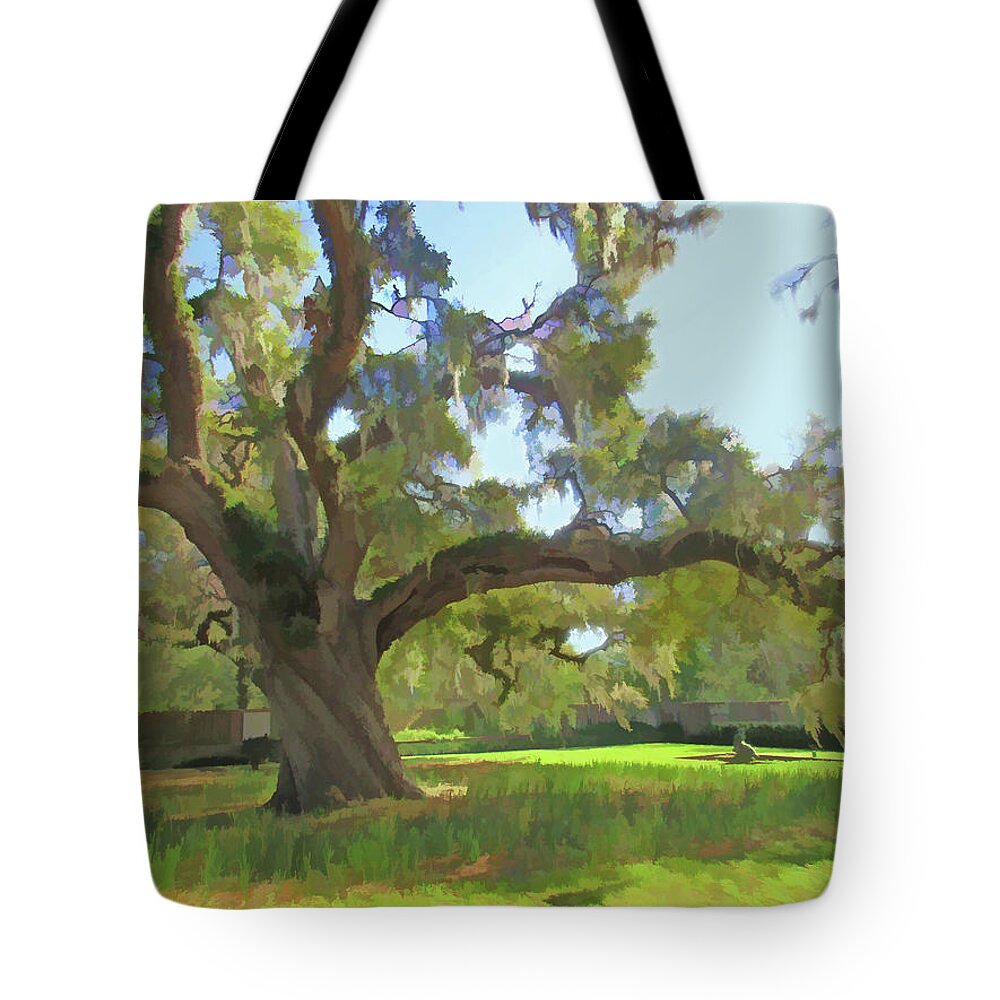 Tree Tote Bag featuring the digital art The Old Oak Tree #1 by Richard Stedman