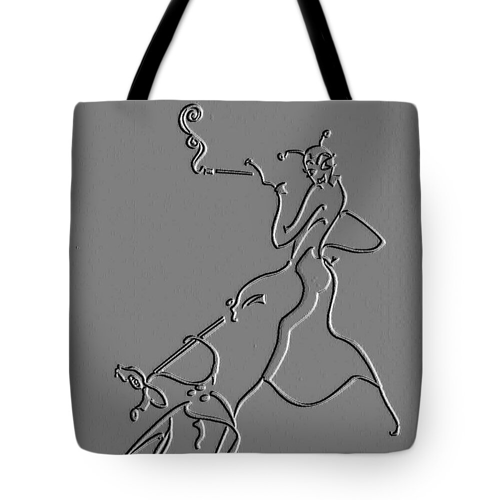 The Paris Flea In Grey Tote Bag featuring the ceramic art The Paris Flea #1 by Mary Russell