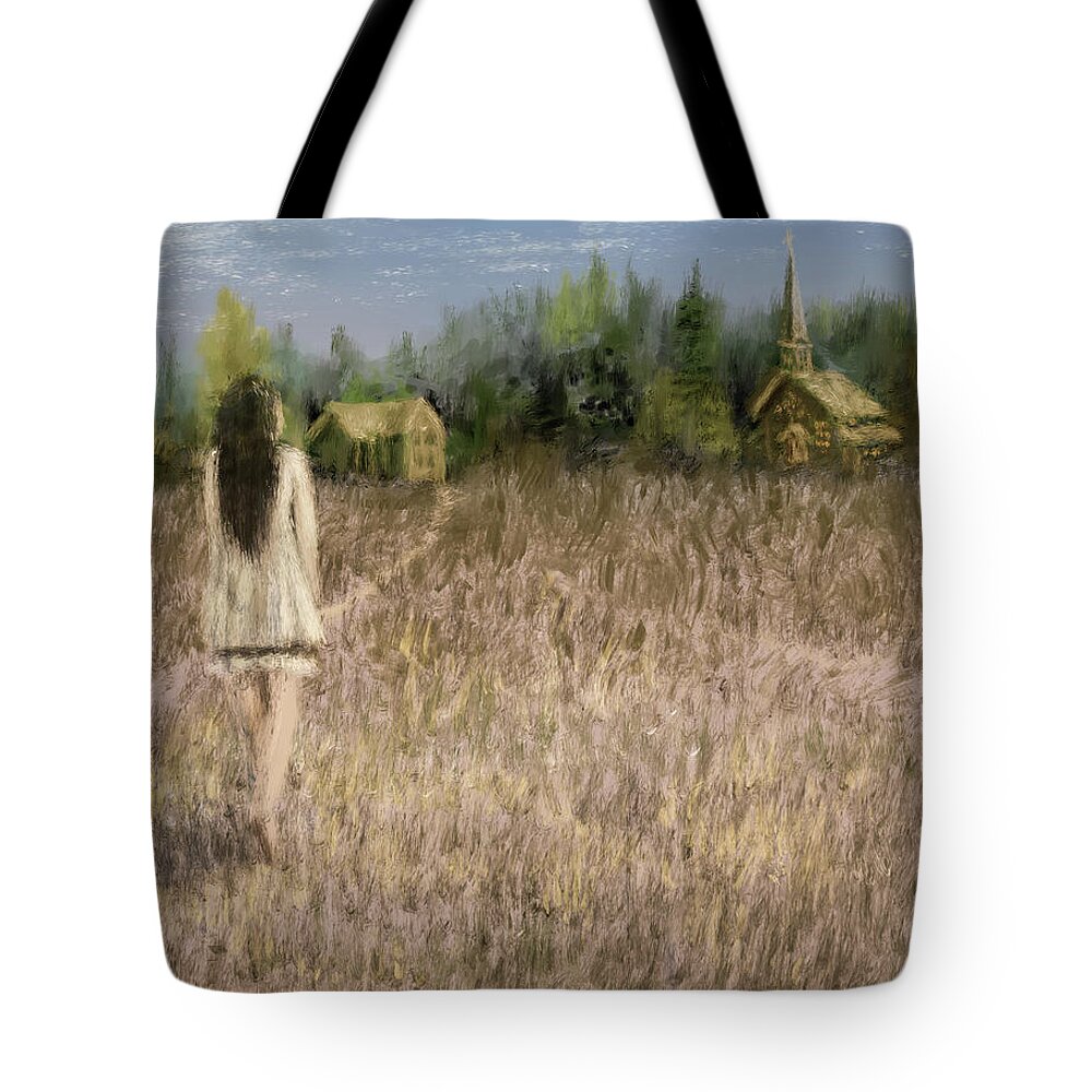 Field Tote Bag featuring the digital art The Path Less Traveled by Larry Whitler