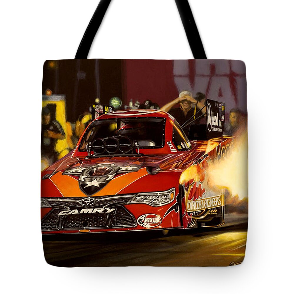 Nhra Drag Racing Kenny Youngblood Jim Head Tote Bag featuring the painting Thunderhead #1 by Kenny Youngblood