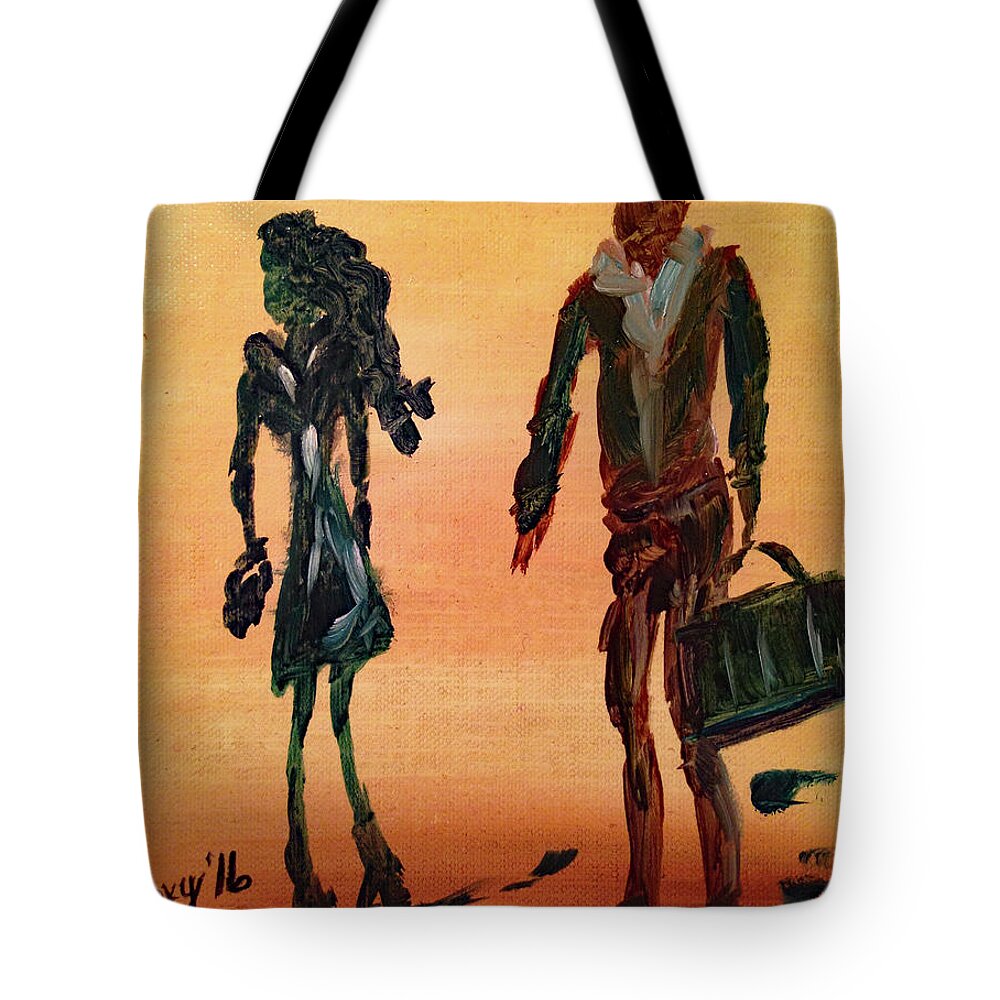 Travelers Tote Bag featuring the painting Travelers by Roxy Rich