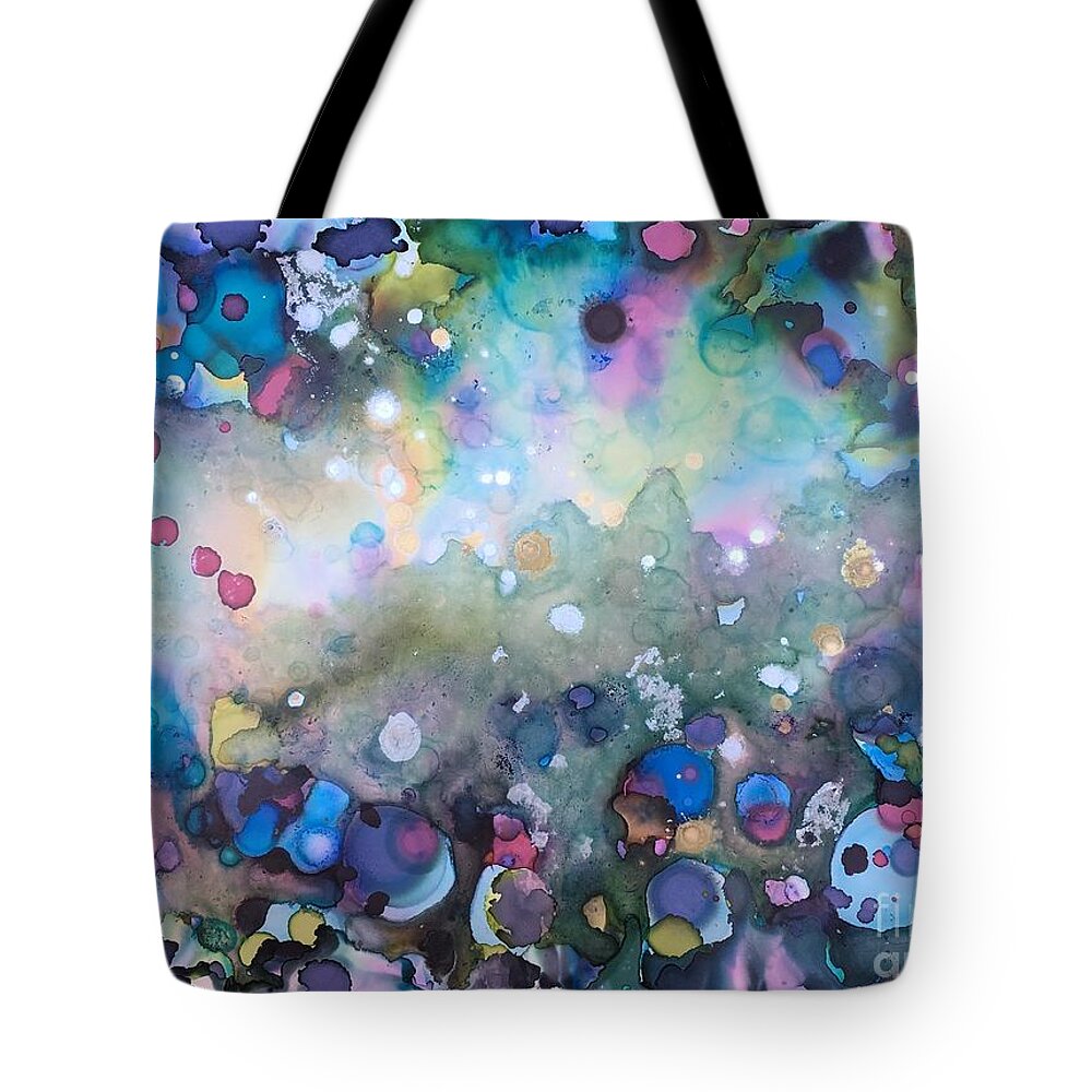 Blue Tote Bag featuring the painting Under the Sea #2 by Linda Cranston