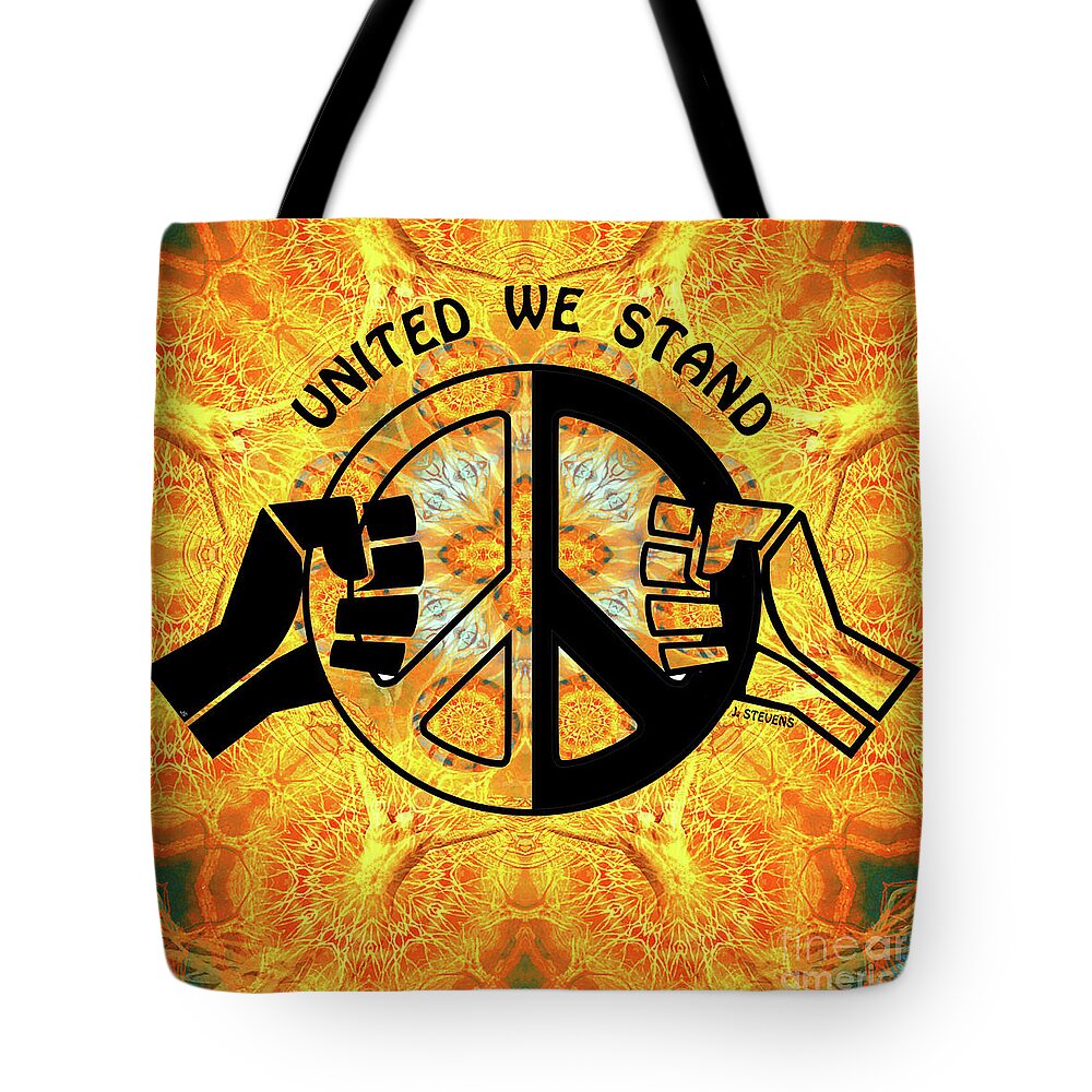 Peace Tote Bag featuring the mixed media United We Stand #1 by Joseph J Stevens