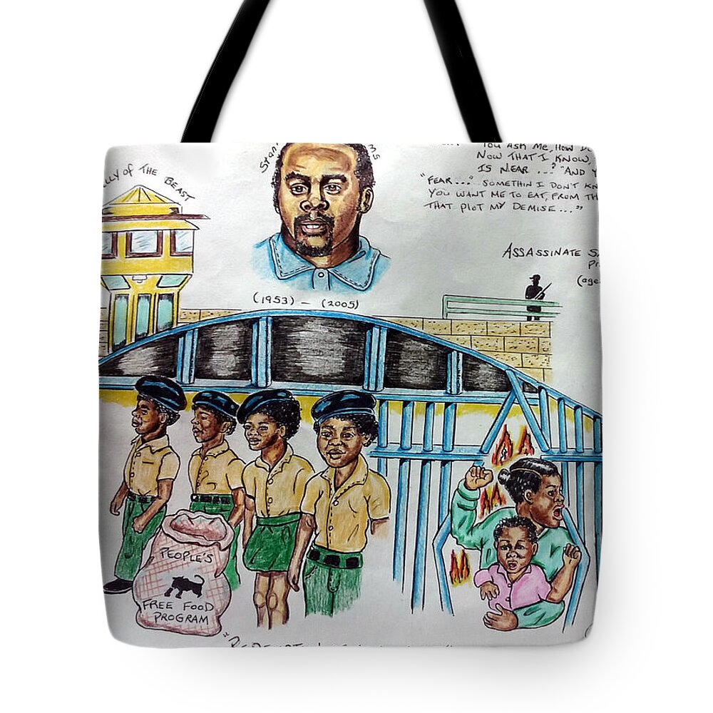 Black Art Tote Bag featuring the drawing Untitled #1 by Joedee