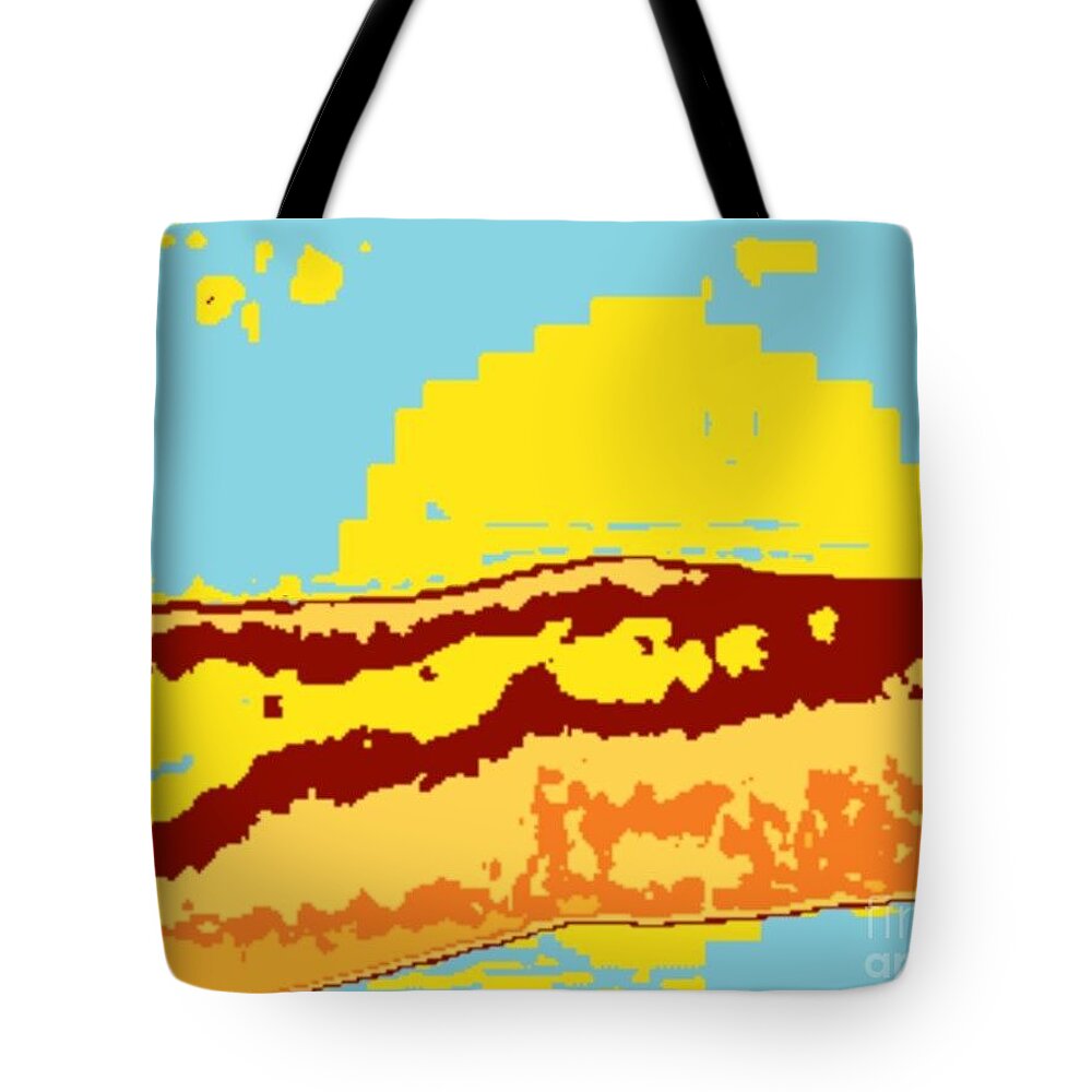 Sunset Tote Bag featuring the digital art Finger Sunset by Kari Myres
