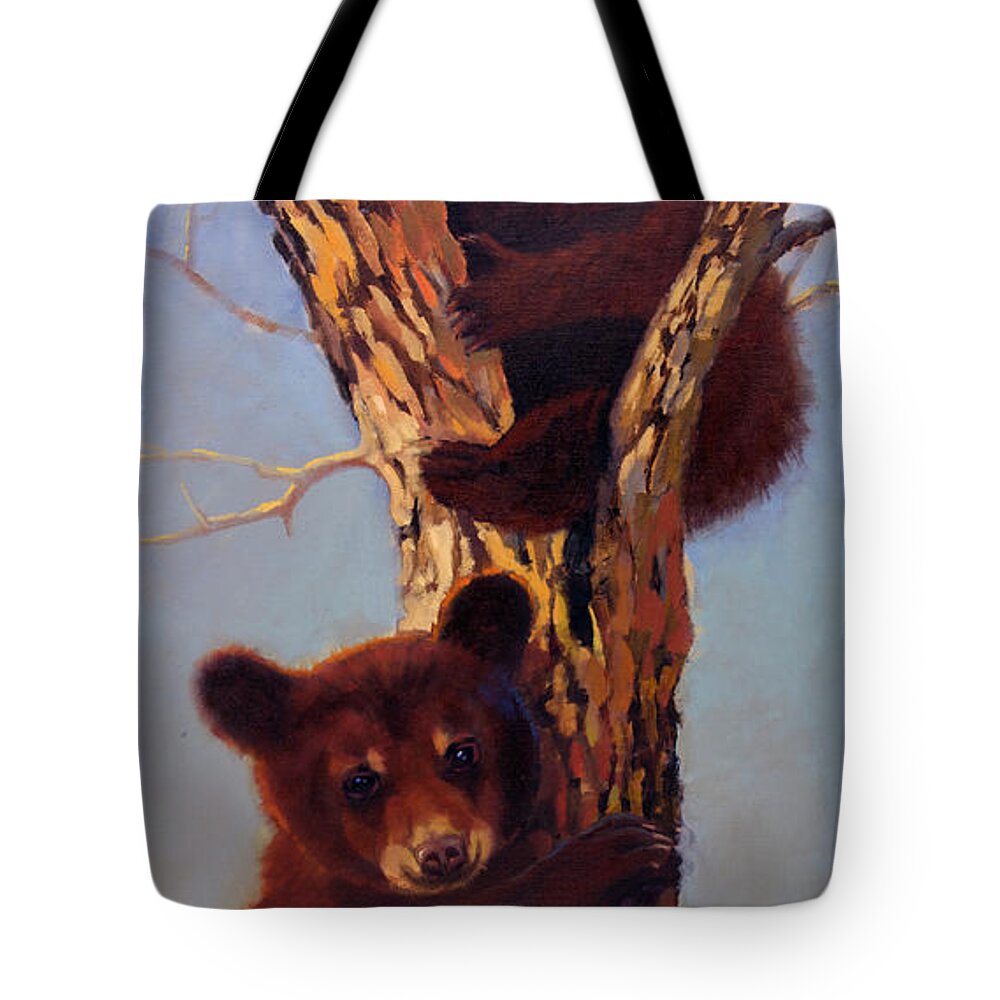 Nature Tote Bag featuring the painting Up a Tree by Carolyne Hawley
