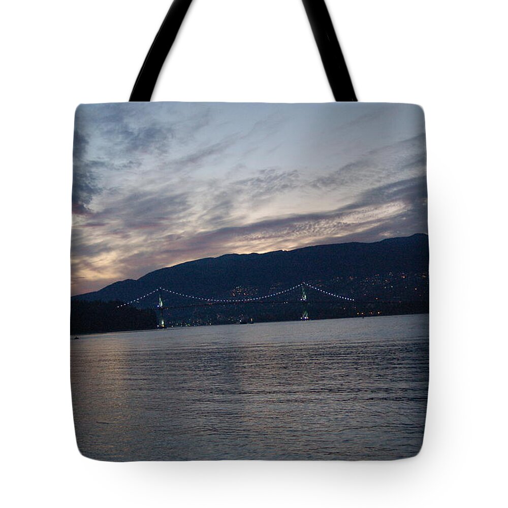 Night Tote Bag featuring the photograph Vancouver at Night Canada Place #2 by James Cousineau