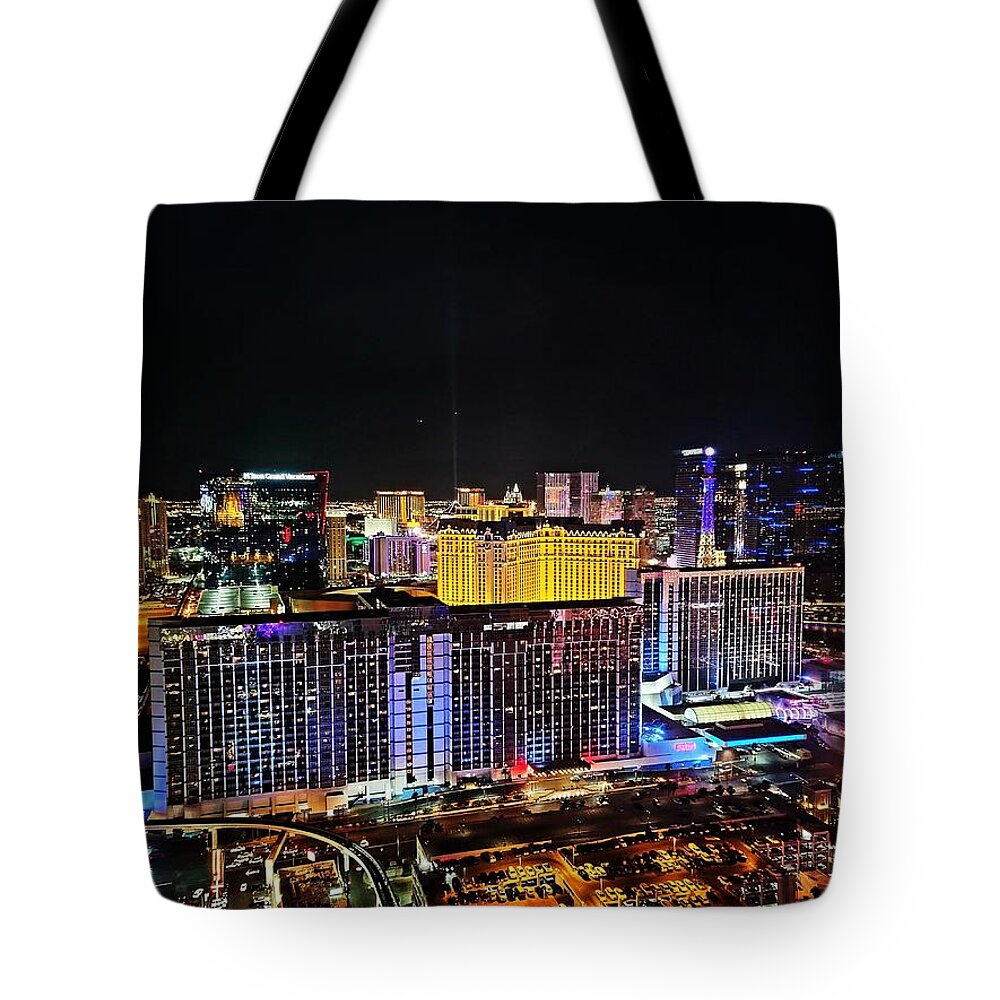 Vegas Lights Tote Bag featuring the photograph Vegas baby #1 by Shalane Poole