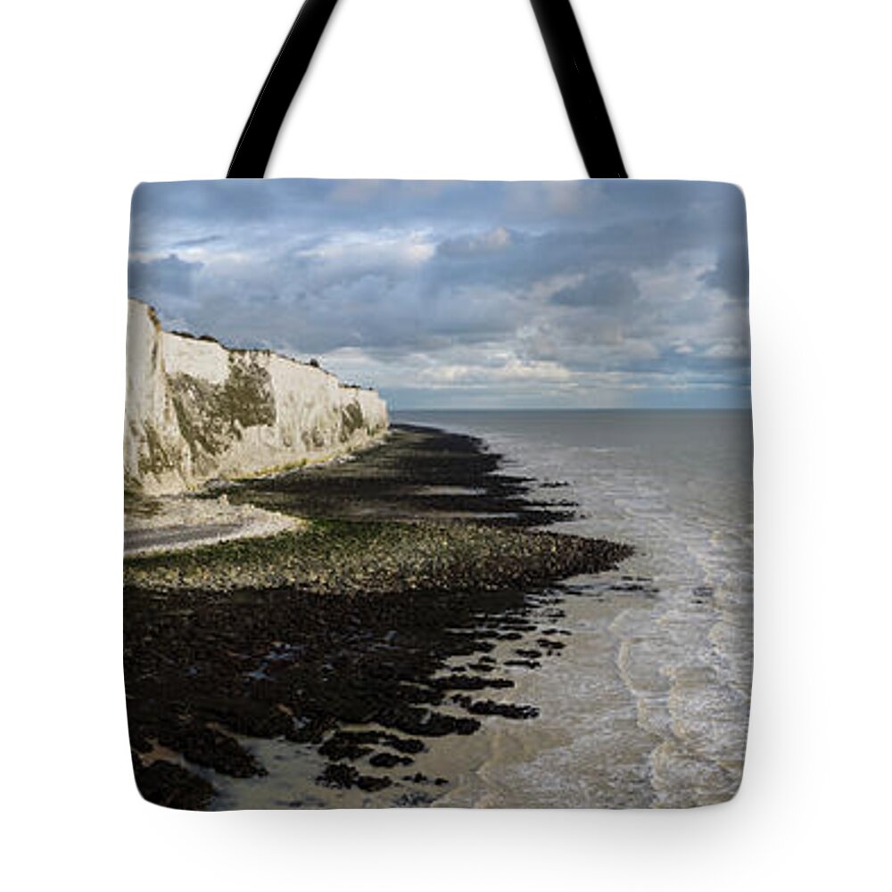 Panorama Tote Bag featuring the photograph White Cliffs of Dover #1 by Sonny Ryse