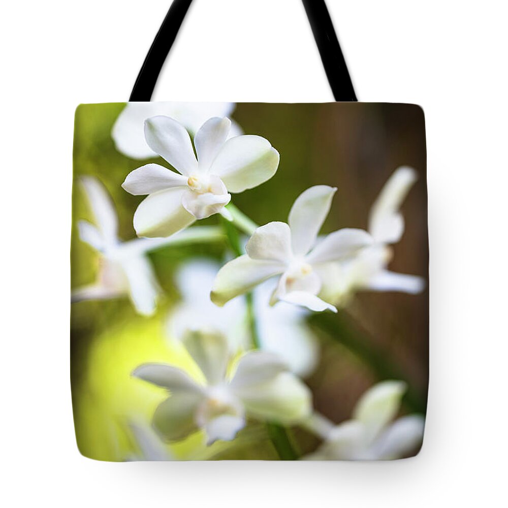 Background Tote Bag featuring the photograph White Orchid Flower #1 by Raul Rodriguez