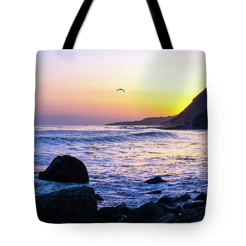 San Pedro Tote Bag featuring the photograph White Point Sunset by Joe Schofield