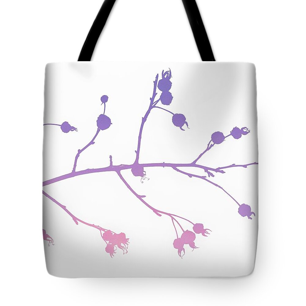 Digital Art Tote Bag featuring the photograph Wild Rose Hip Silhouette #2 by Jerry Abbott