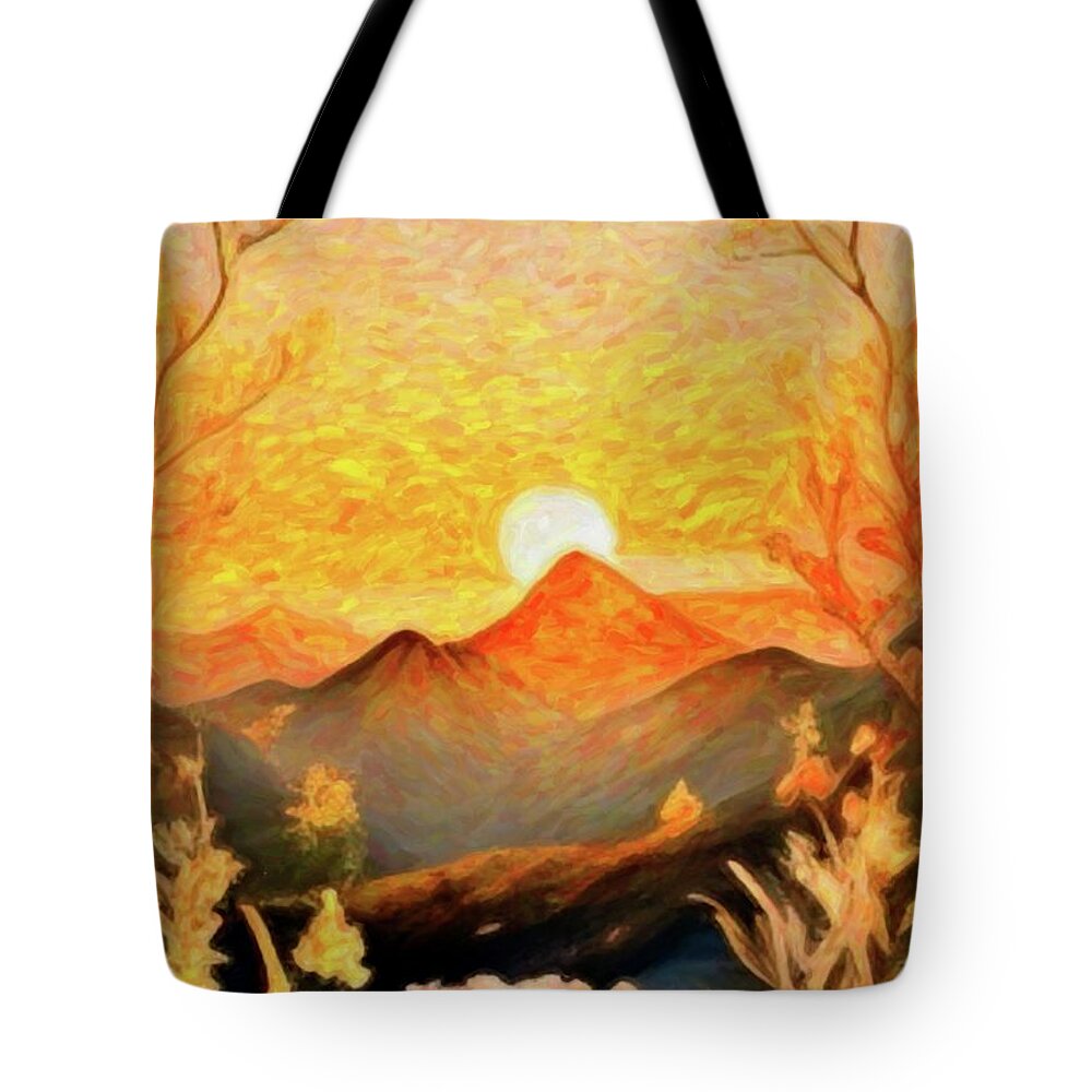 Art Tote Bag featuring the painting Wonderland Fantasy landscape 3 by Digitly