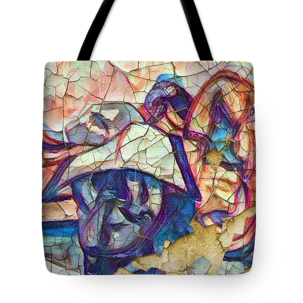  Tote Bag featuring the mixed media Workin' shoes by Angie ONeal