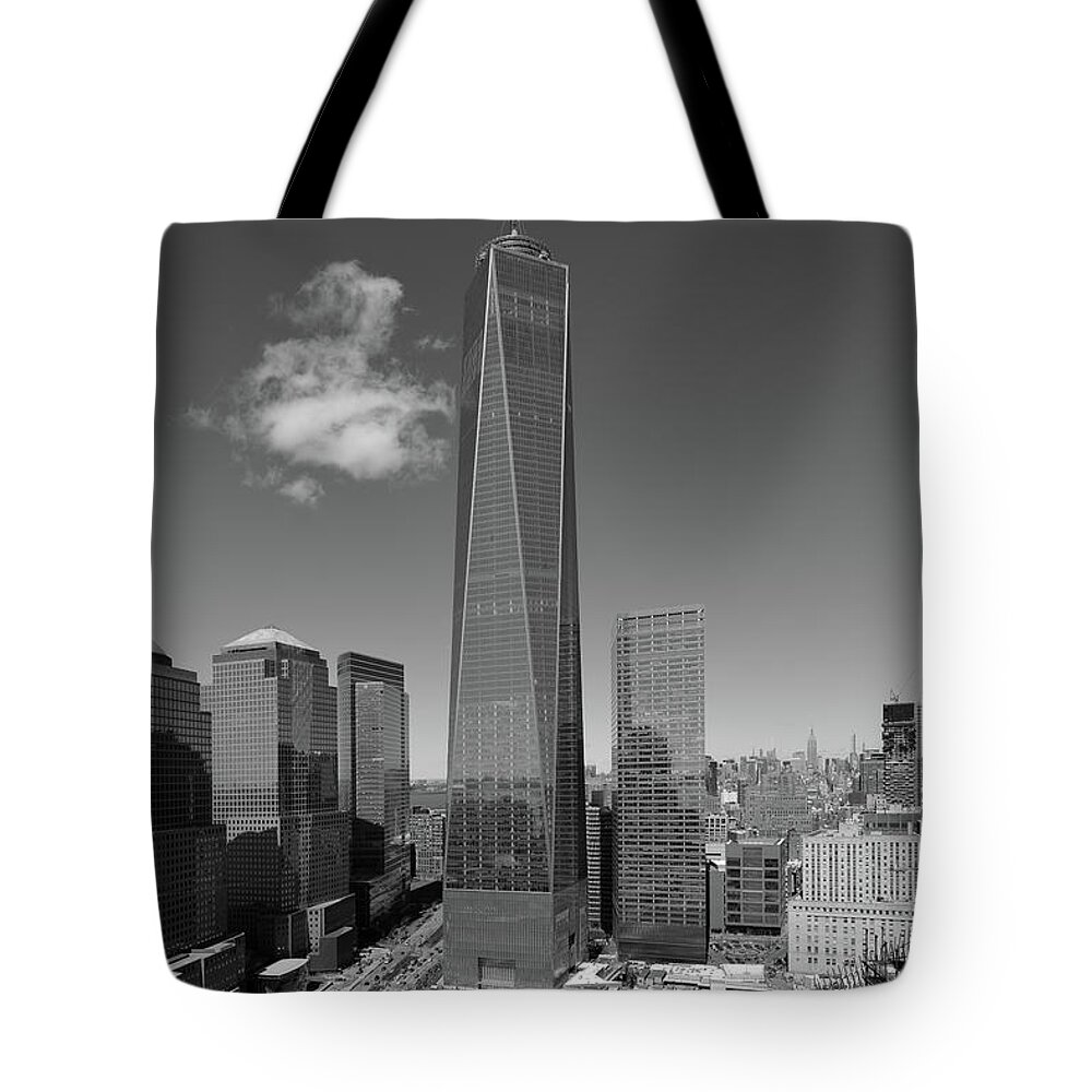 World Trade Center  Memorial Panoramic Tote Bag featuring the photograph World Trade Center and Memorial #1 by Yue Wang