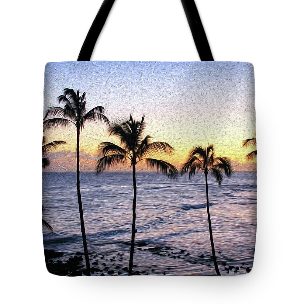 Hawaii Tote Bag featuring the photograph Poipu Palms Painting by Robert Carter