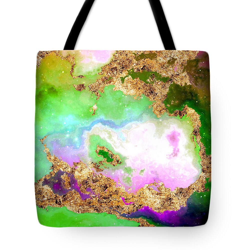 Holyrockarts Tote Bag featuring the mixed media 100 Starry Nebulas in Space Abstract Digital Painting 010 by Holy Rock Design