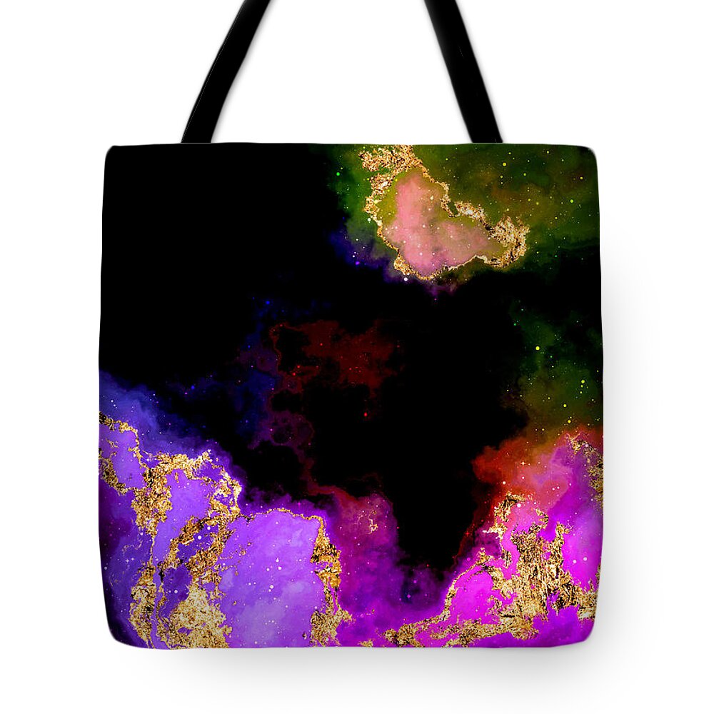 Holyrockarts Tote Bag featuring the mixed media 100 Starry Nebulas in Space Abstract Digital Painting 022 by Holy Rock Design