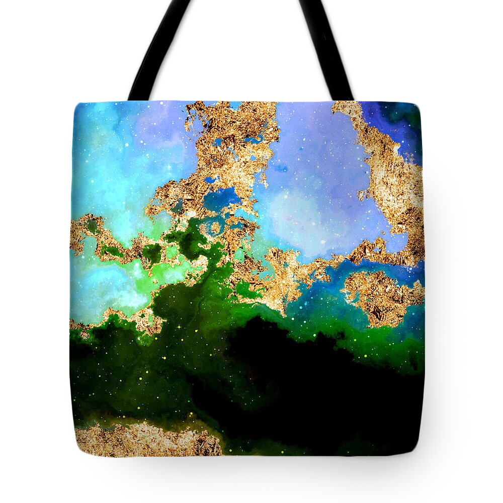Holyrockarts Tote Bag featuring the mixed media 100 Starry Nebulas in Space Abstract Digital Painting 034 by Holy Rock Design