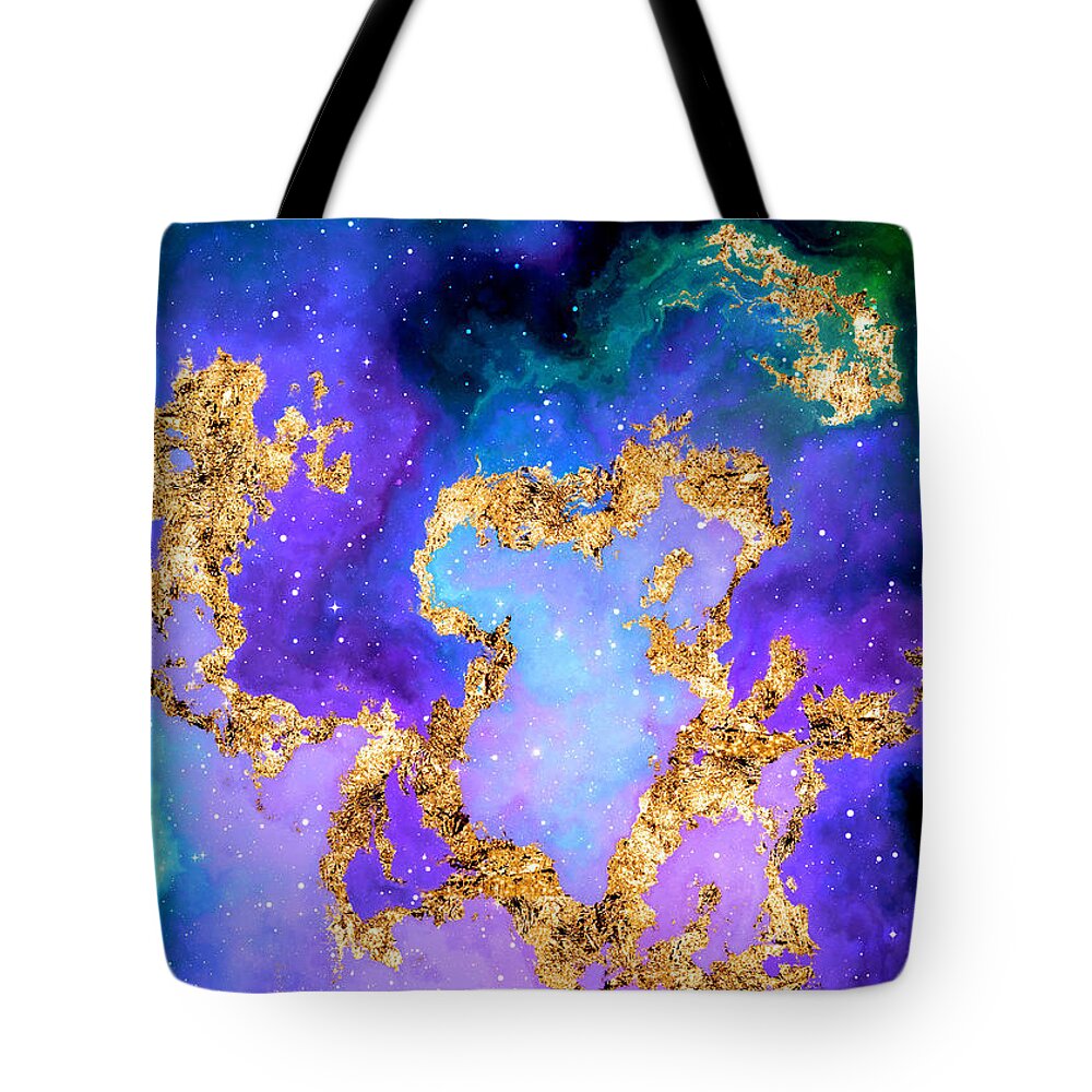 Holyrockarts Tote Bag featuring the mixed media 100 Starry Nebulas in Space Abstract Digital Painting 047 by Holy Rock Design