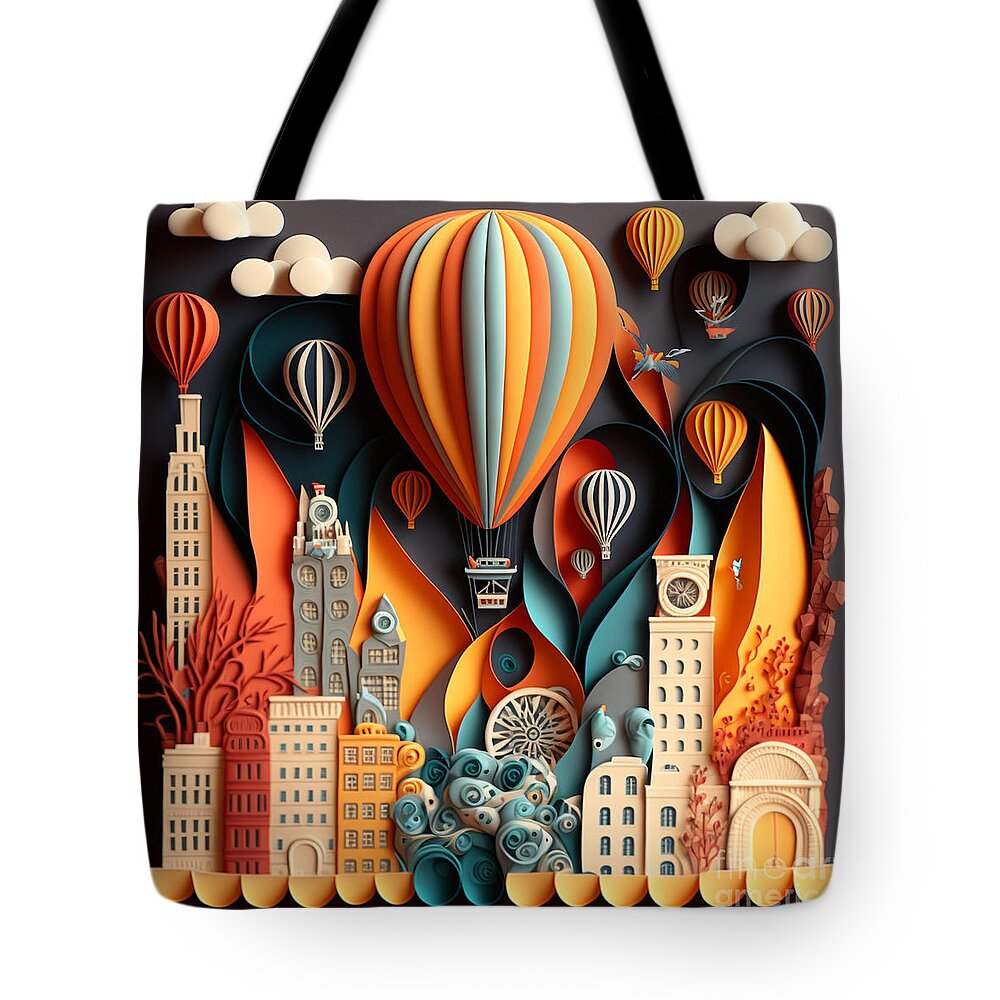Balloon Races Tote Bag featuring the digital art Balloon Races by Jay Schankman