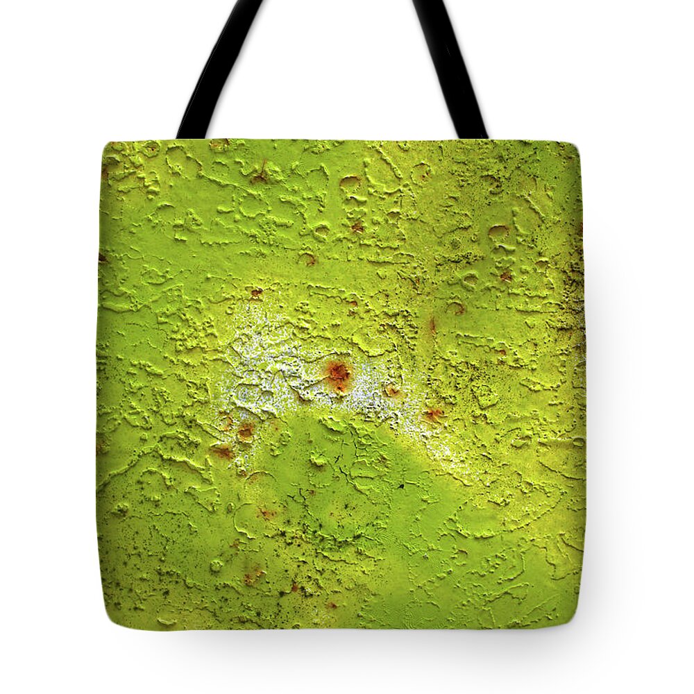 Abstract Tote Bag featuring the photograph Weathered netal surface #13 by Tom Gowanlock