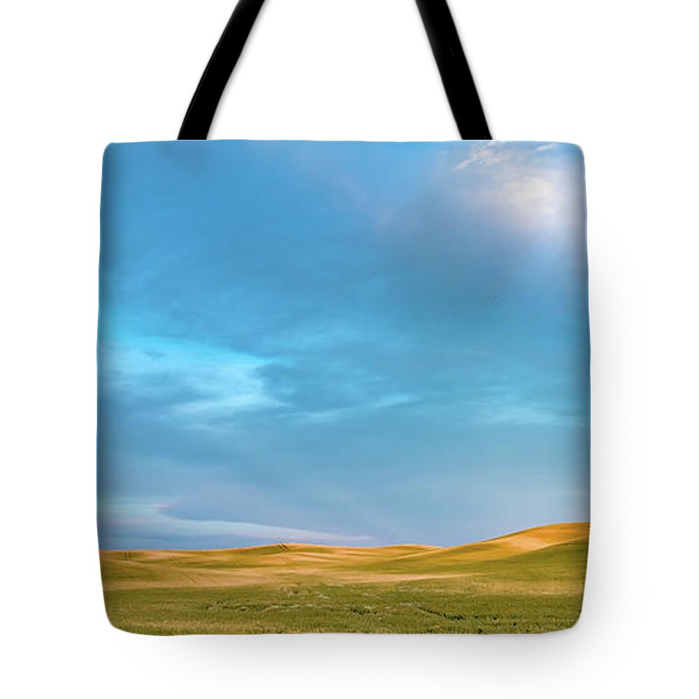 Landscapes Tote Bag featuring the photograph Rolling hills and Farm Land at palouse washington #15 by Alex Grichenko