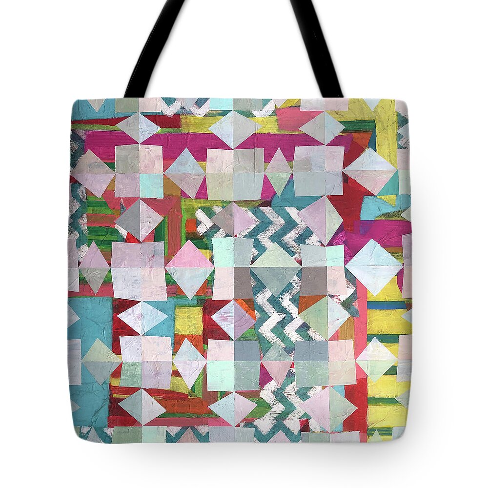 Star Tote Bag featuring the painting 16 Wonky Stars by Cyndie Katz