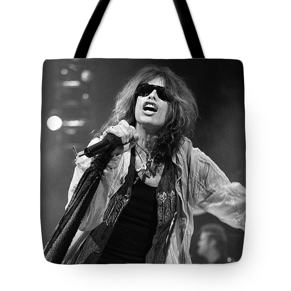 Singing Tote Bag featuring the photograph Steven Tyler - Aerosmith #2 by Concert Photos