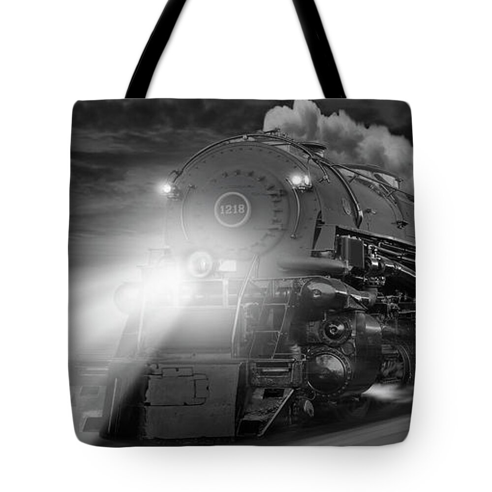 Steam Engine Tote Bag featuring the photograph 1812 On The Move Panoramic by Mike McGlothlen