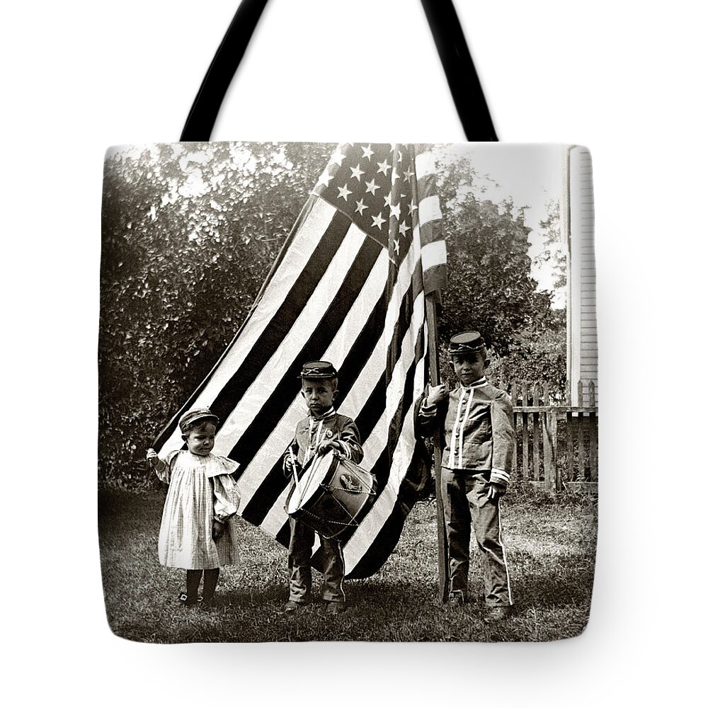 Americana Tote Bag featuring the photograph 1890 The Young Patriots by Historic Image