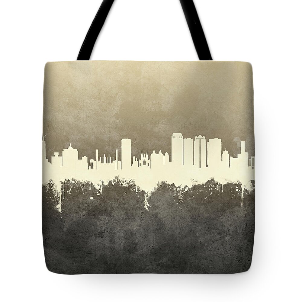 Birmingham Tote Bag featuring the digital art Birmingham Alabama Skyline #19 by Michael Tompsett