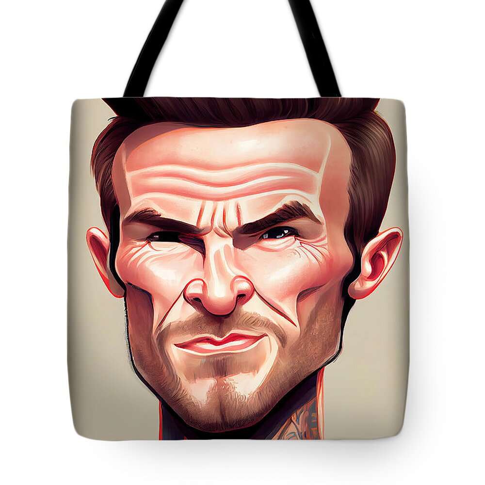 David Beckham Tote Bag featuring the mixed media David Beckham Caricature #19 by Stephen Smith Galleries
