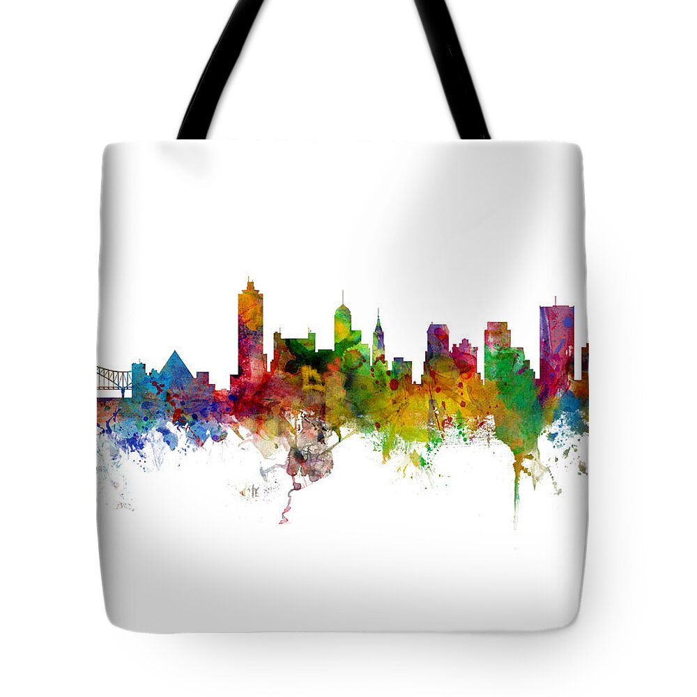 Memphis Tote Bag featuring the digital art Memphis Tennessee Skyline by Michael Tompsett