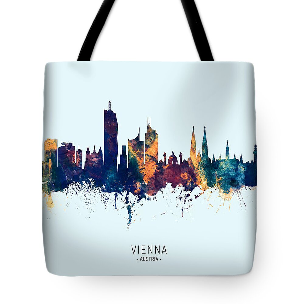Vienna Tote Bag featuring the digital art Vienna Austria Skyline by Michael Tompsett