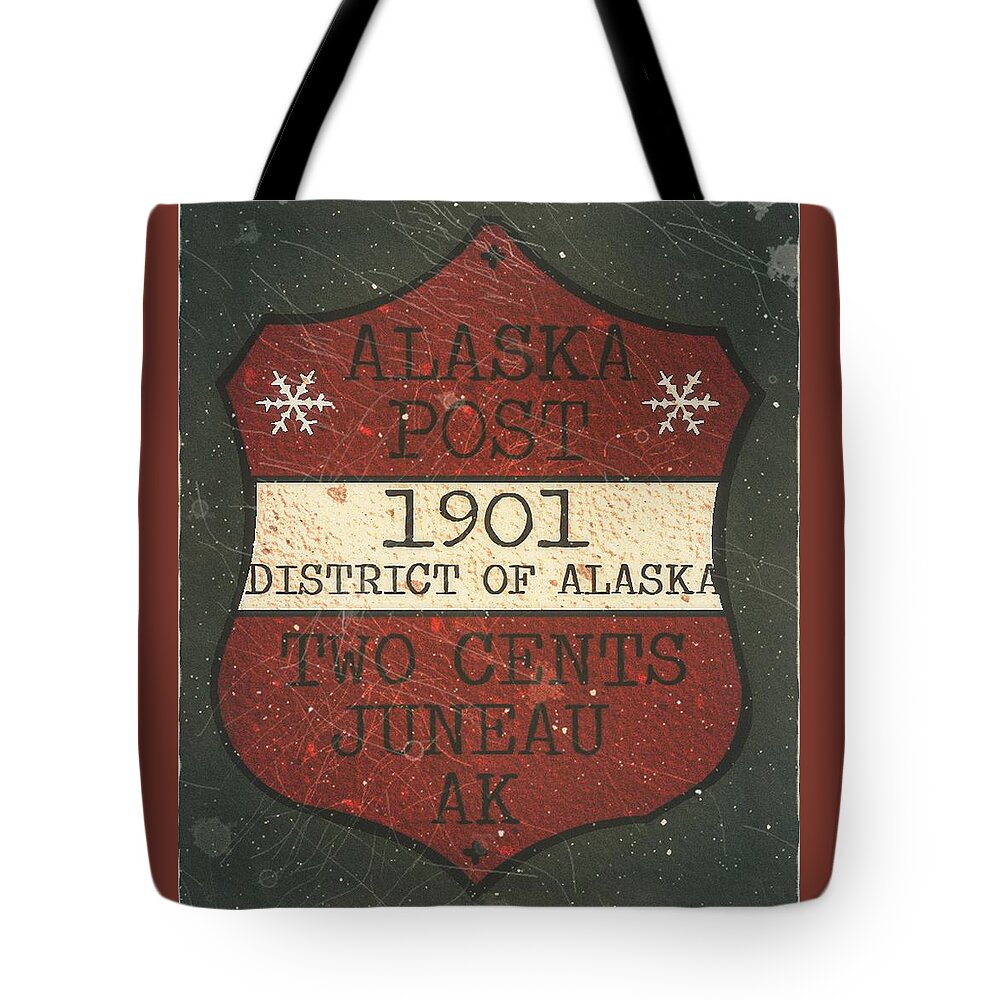 Dispatch Tote Bag featuring the digital art 1901 Union APO - Juneau Alaska - Local Mail Delivery - 2cts. Brick Red - Mail Art Post by Fred Larucci