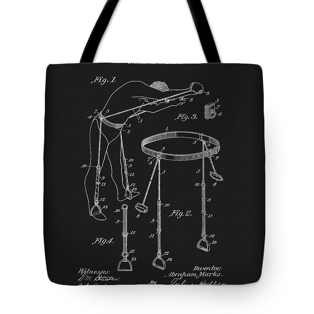 1907 Exercise Machine Patent Tote Bag featuring the drawing 1907 Exercise Machine Patent by Dan Sproul