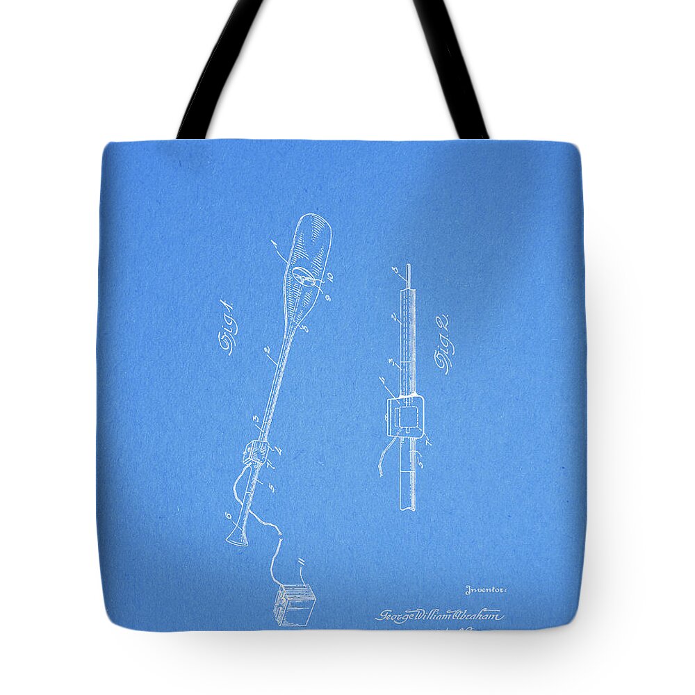 1924 Paddle Patent Tote Bag featuring the drawing 1924 Paddle Patent by Dan Sproul