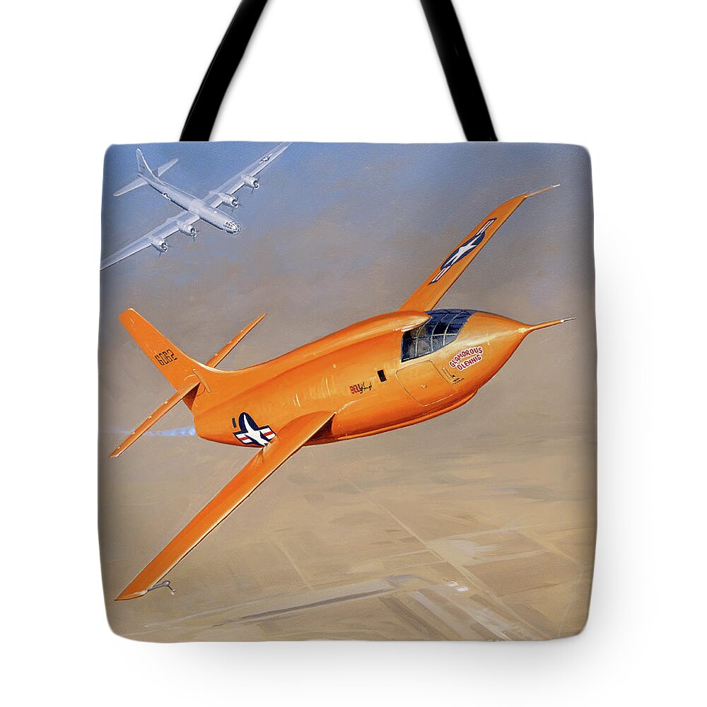 Aircraft Tote Bag featuring the painting Bell X-1 by Jack Fellows