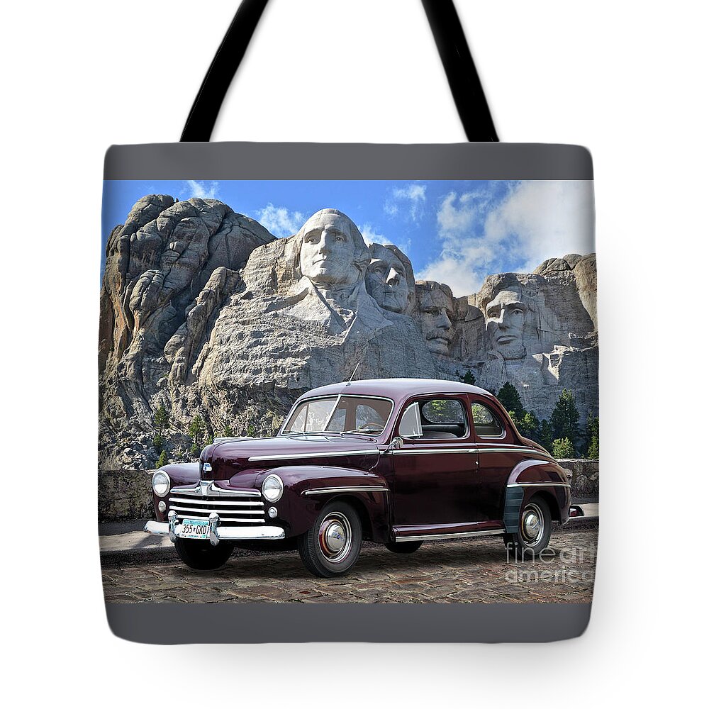 1947 Tote Bag featuring the photograph 1947 Ford Coupe at Mt. Rushmore by Ron Long