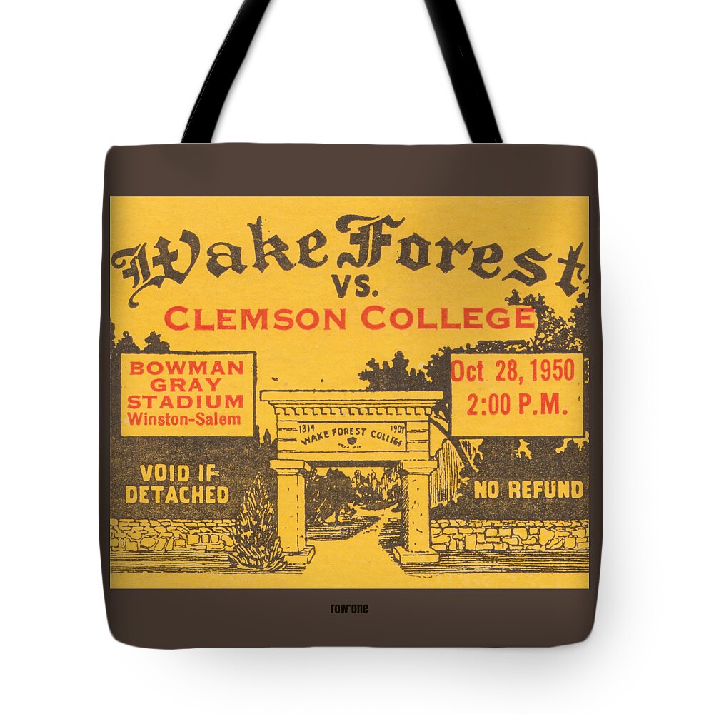 Clemson Tote Bag featuring the mixed media 1950 Clemson vs. Wake Forest by Row One Brand