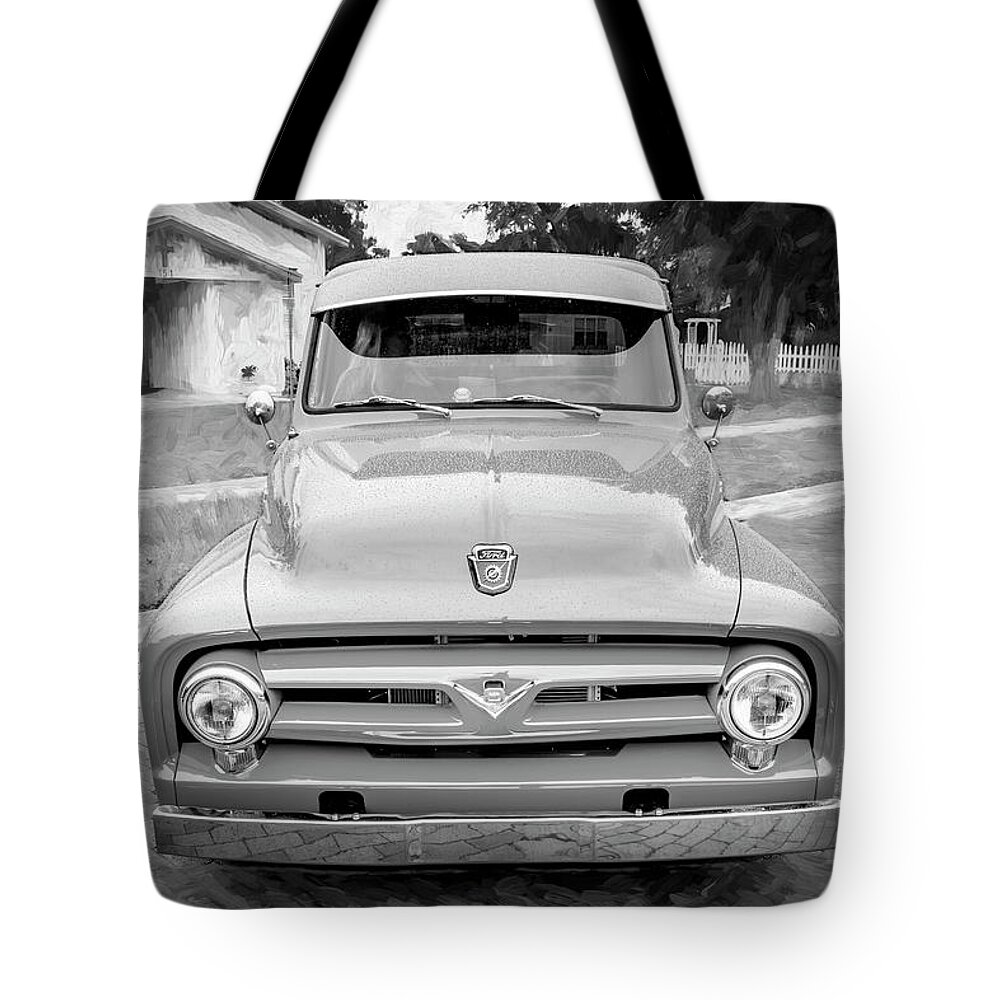 1954 Red Ford Pick Up Truck F100 Tote Bag featuring the photograph 1954 Ford Pick Up Truck F100 X107 by Rich Franco