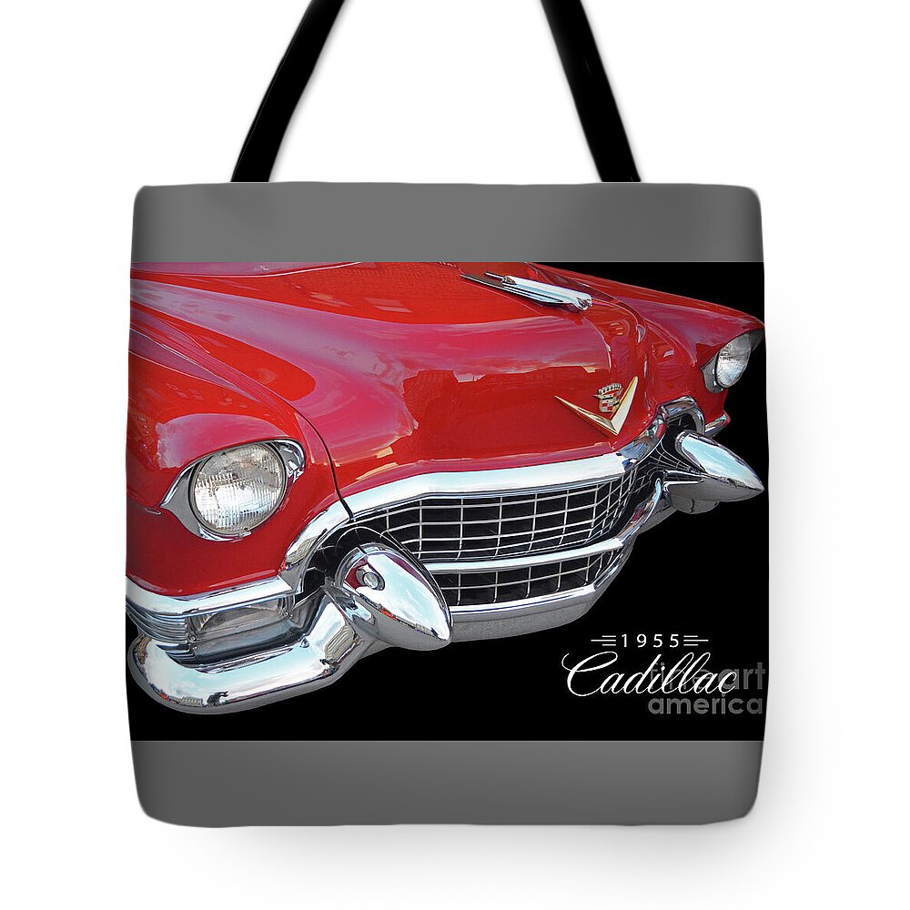 1955 Tote Bag featuring the photograph 1955 Cadillac Poster by Ron Long