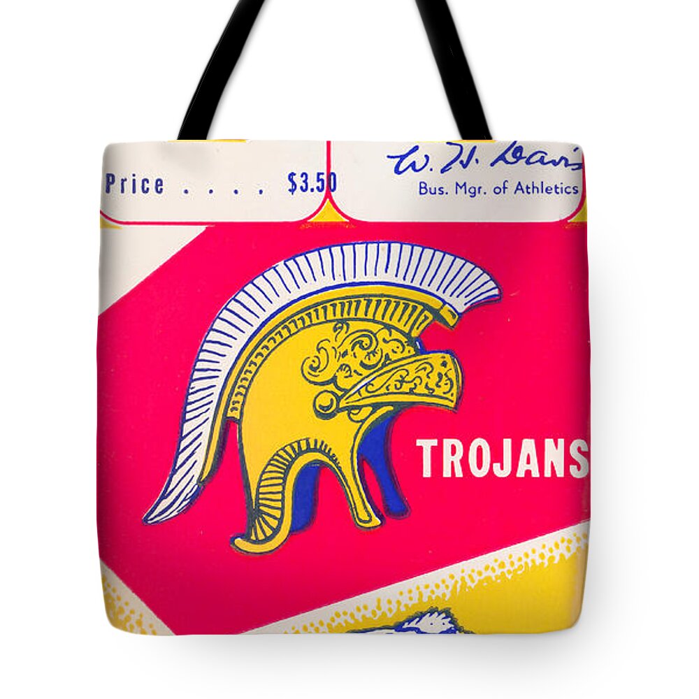  Tote Bag featuring the mixed media 1957 California vs. USC by Row One Brand