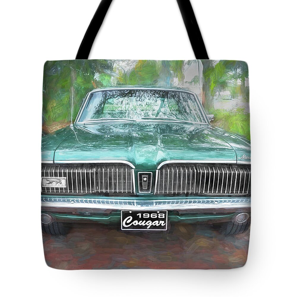 1968 Green Mercury Cougar Tote Bag featuring the photograph 1968 Mercury Cougar X102 by Rich Franco