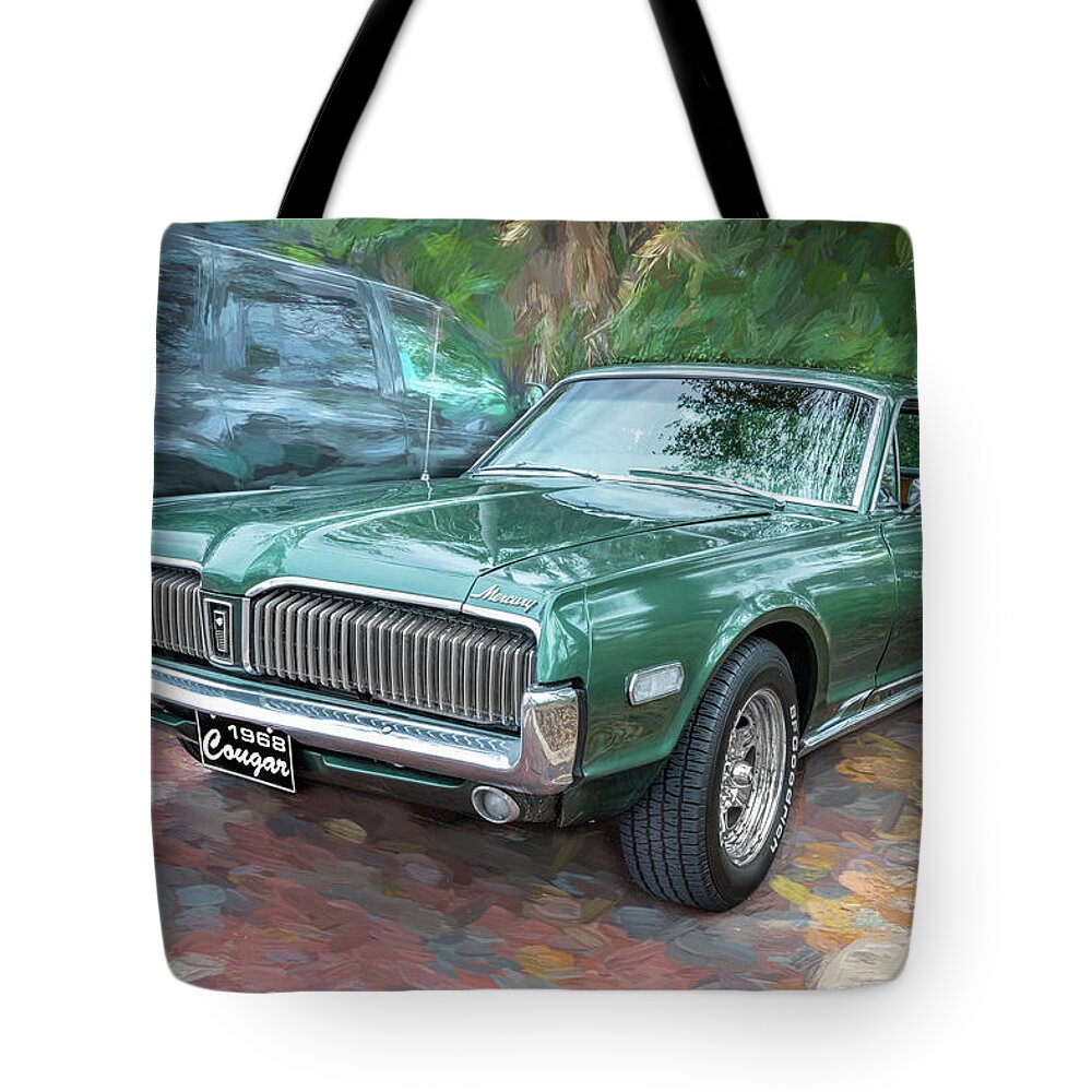 1968 Green Mercury Cougar Tote Bag featuring the photograph 1968 Mercury Cougar X104 by Rich Franco
