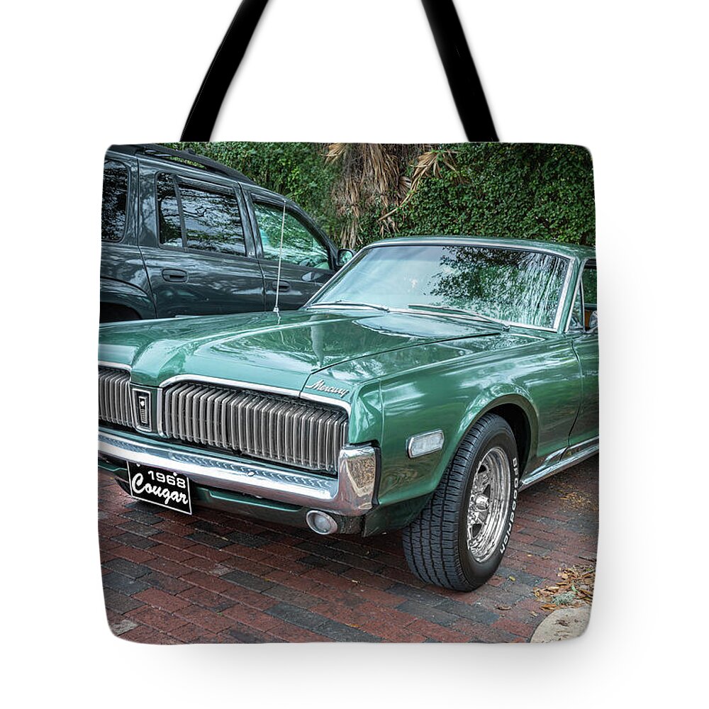 1968 Green Mercury Cougar Tote Bag featuring the photograph 1968 Mercury Cougar X107 by Rich Franco
