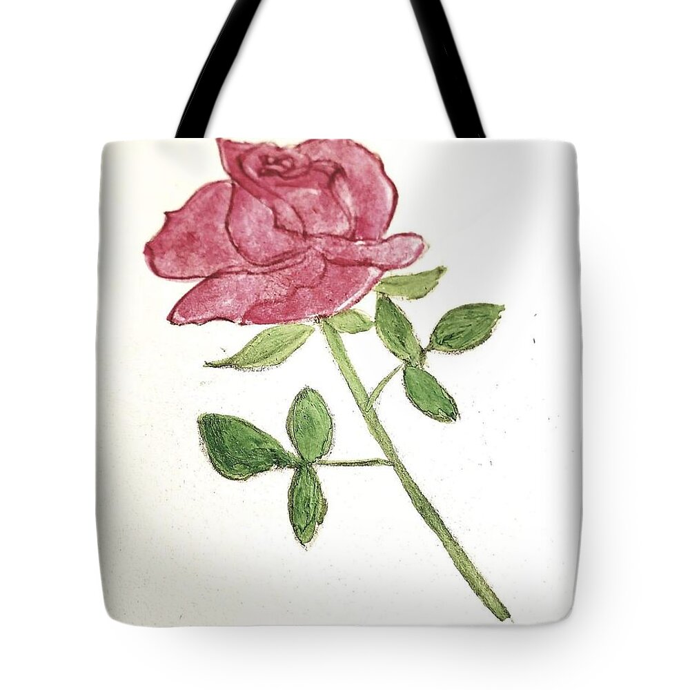 Mother's Day Tote Bag featuring the painting A Rose #2 by Margaret Welsh Willowsilk